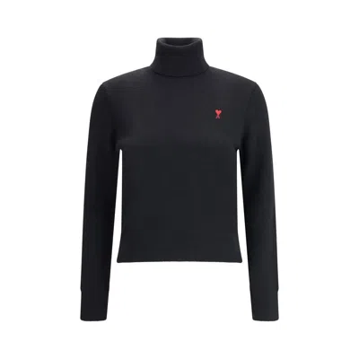 Ami Alexandre Mattiussi Ami Paris Women Ami De Coeur Turtleneck Sweater In Black
