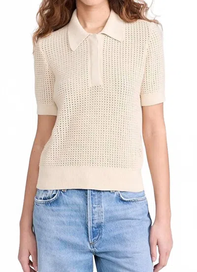 Clare V Augustine Crochet Polo In Ivory In Neutral