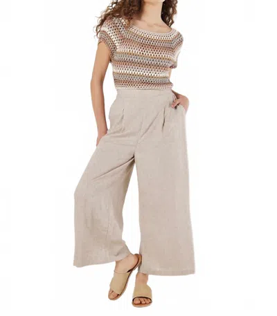 Apricot Hand Knitted Crochet Stripes Top In Coral In Neutral