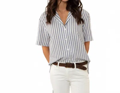 Thirteen Seven Fancy Bowler Shirt In True Blue Stripe In Blue