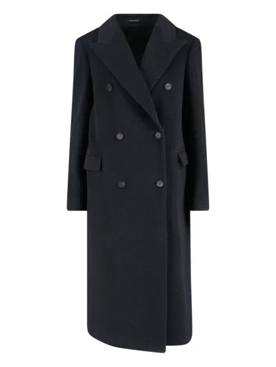 Tagliatore Structured Double-breasted Jacket With Flap Pockets In Gray