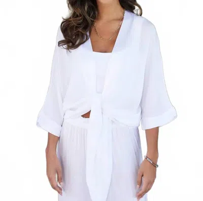 Milio Milano Italian Viscose Drapy Tie Top In White In White