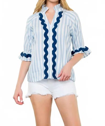 Thml Nautical Ric-rac Striped Top In Blue In Blue