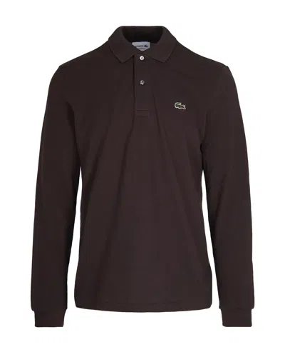 Lacoste Polo With Logo In Brown
