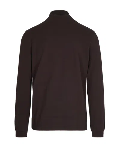 Lacoste Polo With Logo In Brown