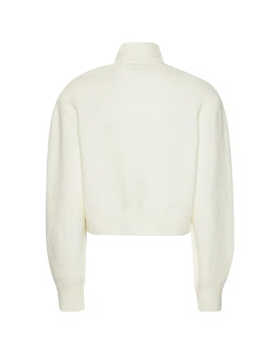 Rotate Birger Christensen Cardigan Con Sciarpa Lavorata A Maglia Bianco In White
