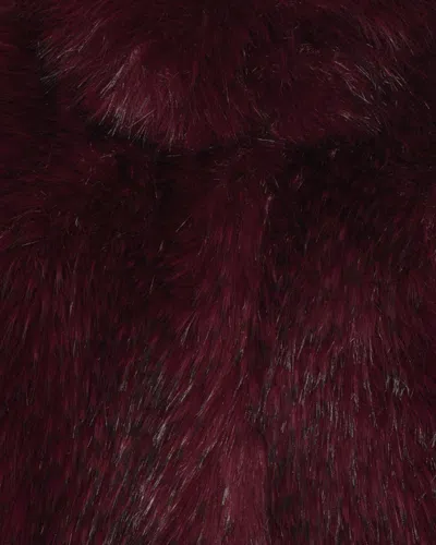 Rotate Birger Christensen Bordeaux Cropped Fur Jacket With Concealed Front Closure In Faux-fur Woman In Burgundy