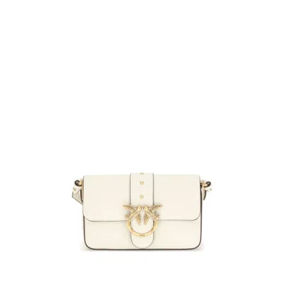 Pinko Love Leather Shoulder Women's Bag In White