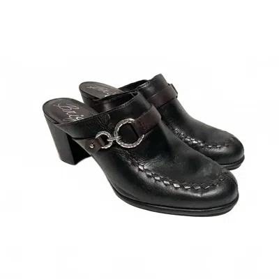 Brighton Women's Gemini Mules Leather Heel In Gemini Blk/choc In Multi