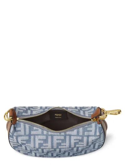 Fendi Graphy Minibag In Jacquard Ff Denim Effect Blue Women In Multi