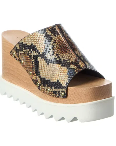 Stella Mccartney Elyse Snake-embossed Wedge Sandal In Brown