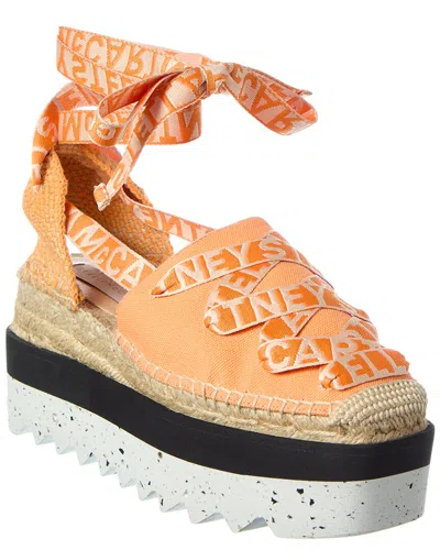 Stella Mccartney Gaia Canvas Platform Espadrille In Orange