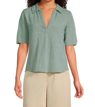 Mod-o-doc Half Sleeve Easy Polo Tee In Gris Mist In Green