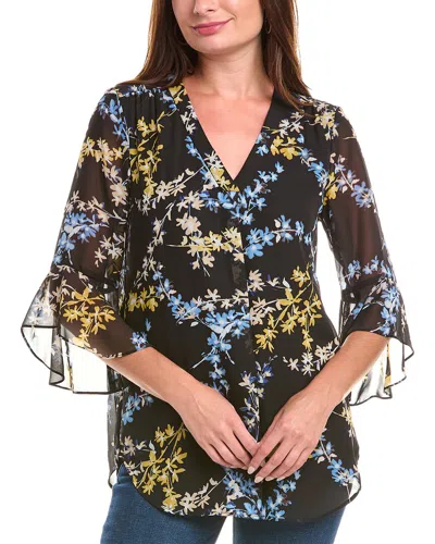 Jones New York Flutter Sleeve Blouse In Black