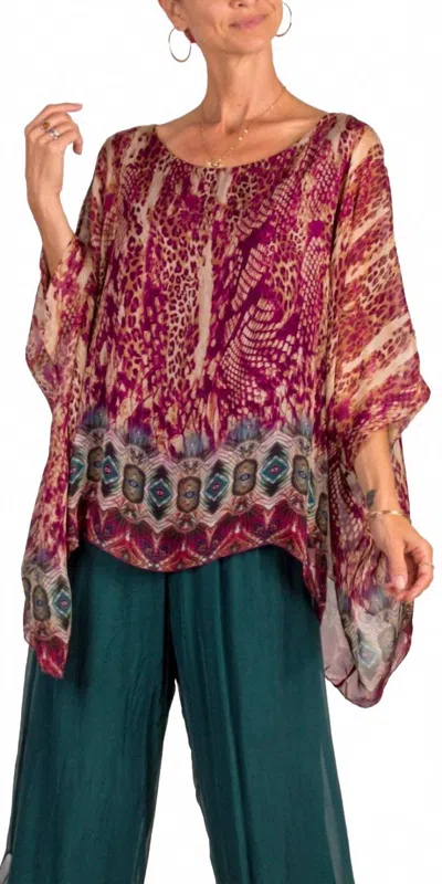 Gigi Moda Seta Boho Print Kaftan In Magenta In Pink