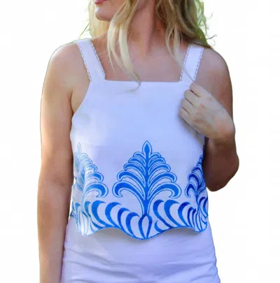 Ciebon Rowen Embroidered Strappy Top In White In White