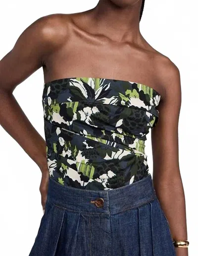 Rachel Comey Tristan Crop Top In Forest Print Cotton Blue In Black