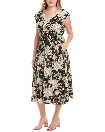 Tahari Asl Plus Tiered Midi Dress In Neutral