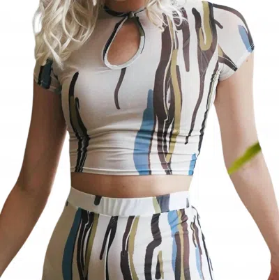 Koy & Victoria Chichi Crop Top In Ada Print In Multi