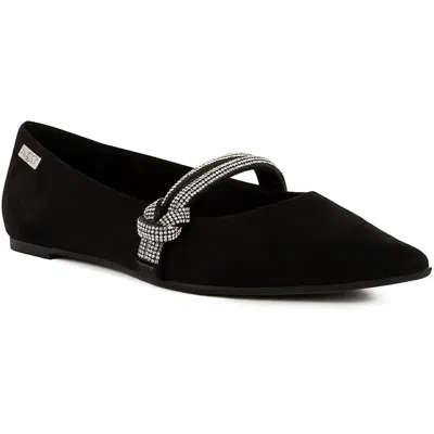 Sugar Lingo Womens Pointed Toe Slip On Ballet Flats In Black