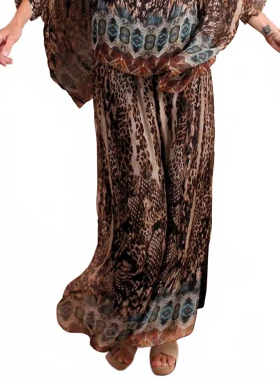 Gigi Moda Seta Boho Print Kaftan In Chocolate In Brown