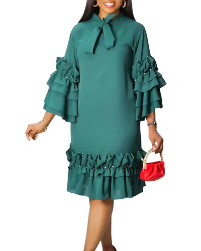Juliet Roses Midi Dress In Green