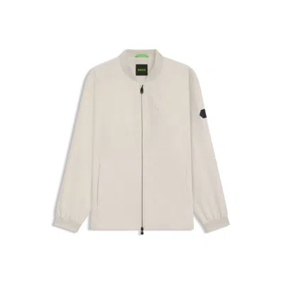 Hugo Boss Water-repellent Bomber Jacket With Double B Monogram Jacquard In Neutral