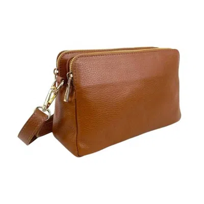 Chenson & Gorett Women's Alessia Box Bag With Double Zippers Bag In Cognac Brown In Multi