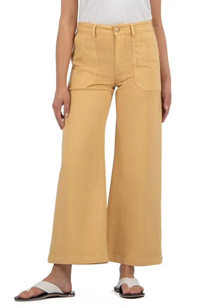 Kut From The Kloth Meg High Waist Wide Leg Twill Pants In Dandelion In Yellow