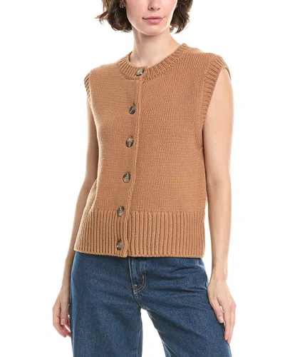 Anne Klein Button-up Sweater Vest In Brown