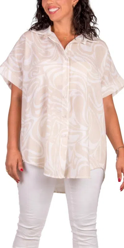 Gigi Moda Tropical Button Down Shirt In Beige In Neutral