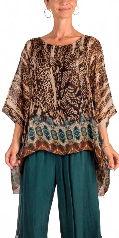 Gigi Moda Seta Boho Print Kaftan In Black In Brown