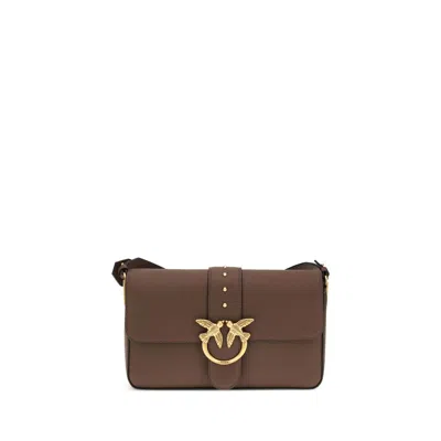 Pinko Love Leather Shoulder Women's Bag In Brown
