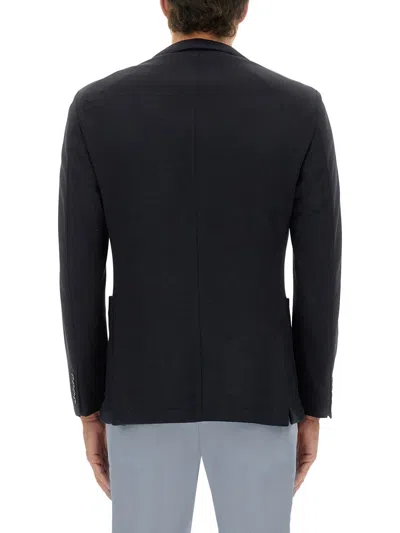Hugo Boss Notch Lapel Jacket Button Cuffs Front Pockets In Black