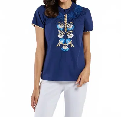 Jude Connally Keaton Top Stretch Poplin In Floral In Blue