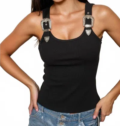 Pretty Garbage Buckle Up Tank Top In Black In Black