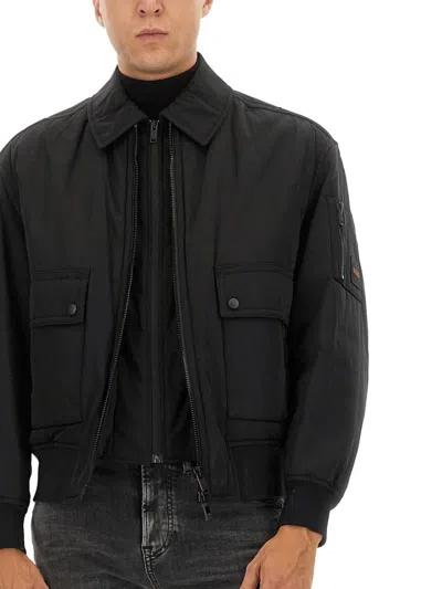 Hugo Boss Bomber Jacket With Removable Lining In Black