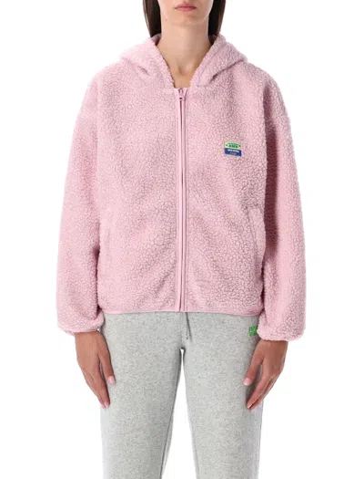 American Vintage Hooded Teddy Jacket Front Pockets In Pink