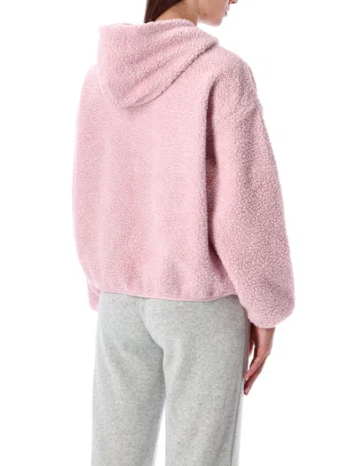 American Vintage Hooded Teddy Jacket Front Pockets In Pink