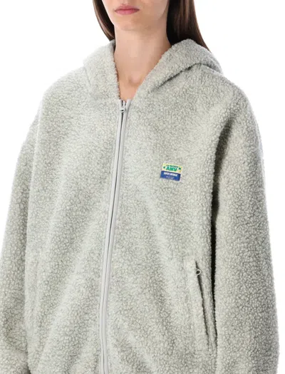 American Vintage Hoktown Teddy-fleece Zip-up Hoodie In Gray