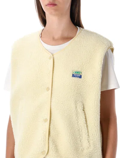 American Vintage Sleeveless Fleece Gilet Side Pockets In Nude