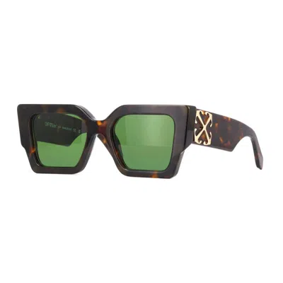 Off-white Sunglasses Square Full Rim, Havana Frame And Green Lens Oeri128catalina6055 In Brown