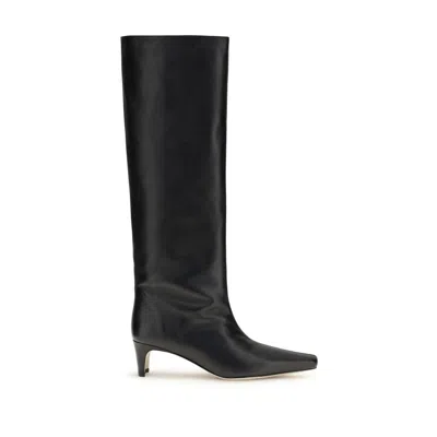 Staud Wally 50mm Knee-high Leather Boots In Black