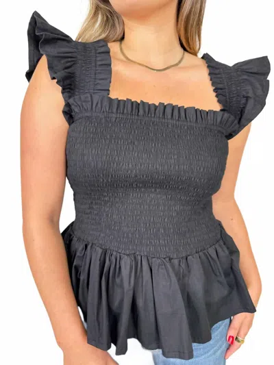 Phie Collective Poplin Riza Top In Black In Black