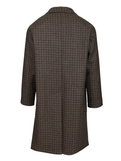 Tagliatore Check-print Coat In Brown