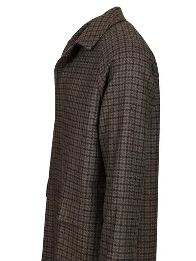 Tagliatore Check-print Coat In Brown