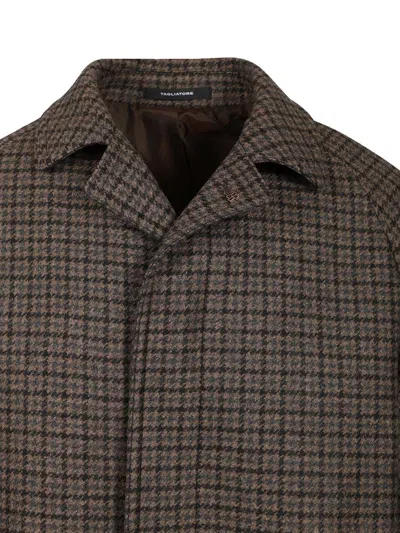 Tagliatore Check-print Coat In Brown