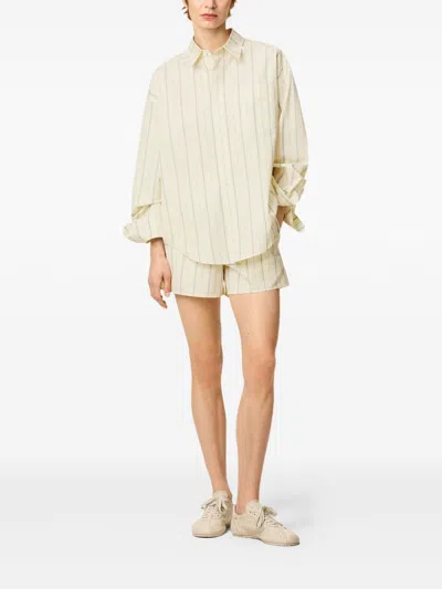 Ami Alexandre Mattiussi Beige Cotton Ami De Coeur Boxy Fit Striped Shirt Beige In Neutral
