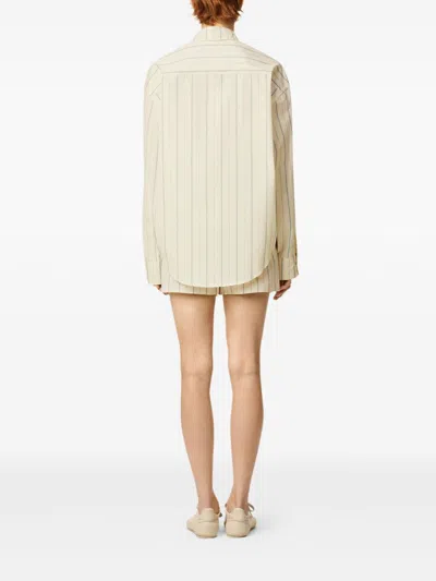 Ami Alexandre Mattiussi Beige Cotton Ami De Coeur Boxy Fit Striped Shirt Beige In Neutral