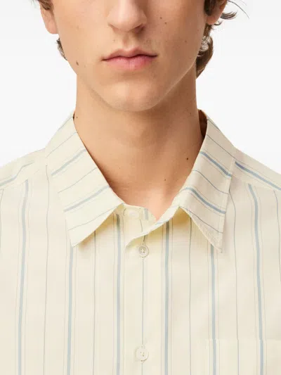 Ami Alexandre Mattiussi Beige Cotton Ami De Coeur Boxy Fit Striped Shirt Beige In Neutral